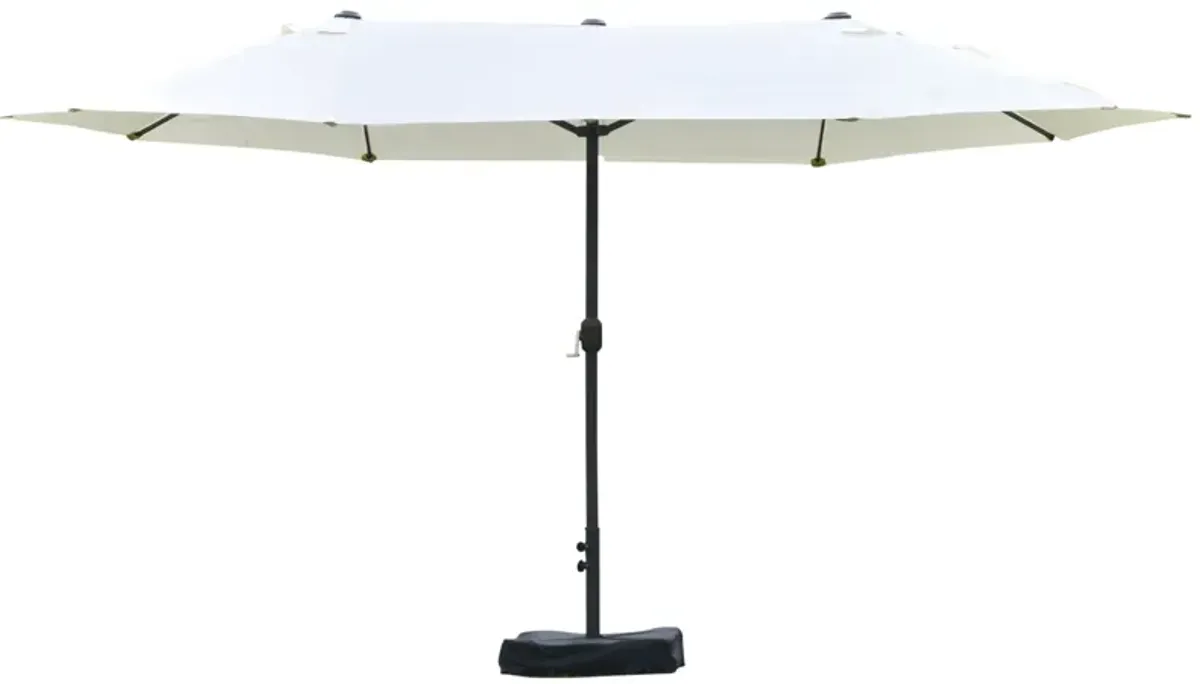 Beige Outdoor Canopy: 15ft Double-Canopy Rectangular Patio Umbrella