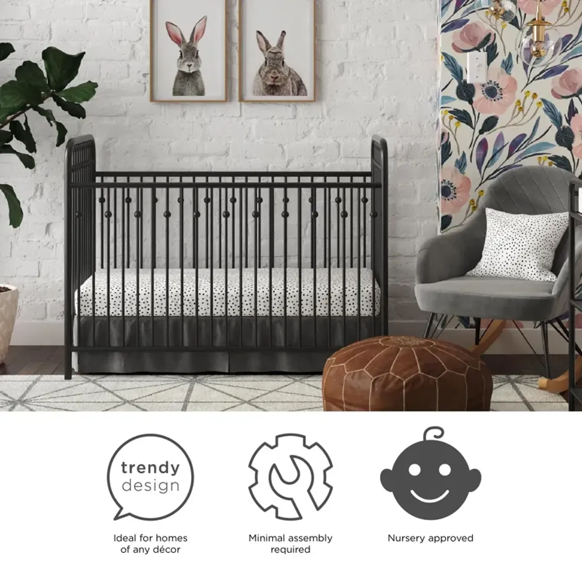 Little Seeds Monarch Hill Ivy Metal Baby Crib