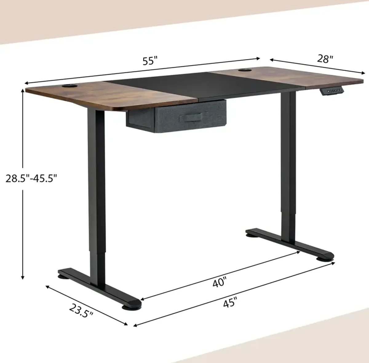 Height Adjustable Electric Standing Desk with USB Charging Port