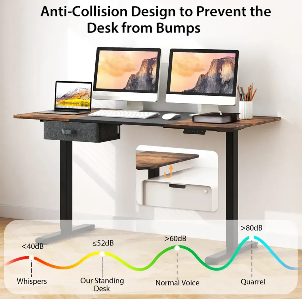 Height Adjustable Electric Standing Desk with USB Charging Port