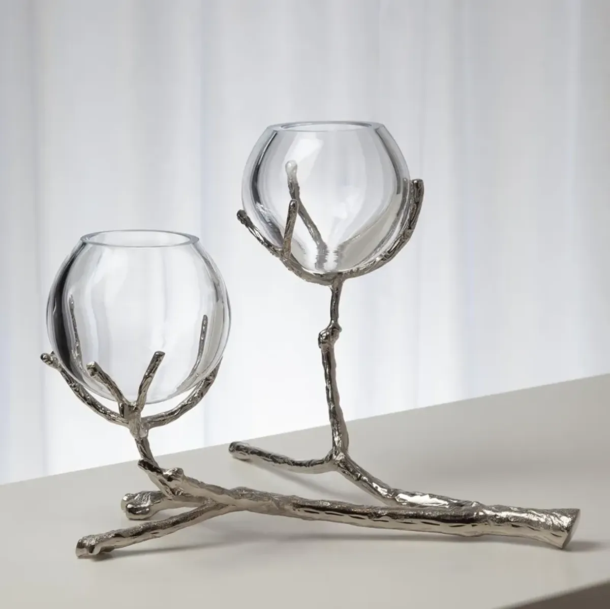 Twig 2 Vase Holder- Silver