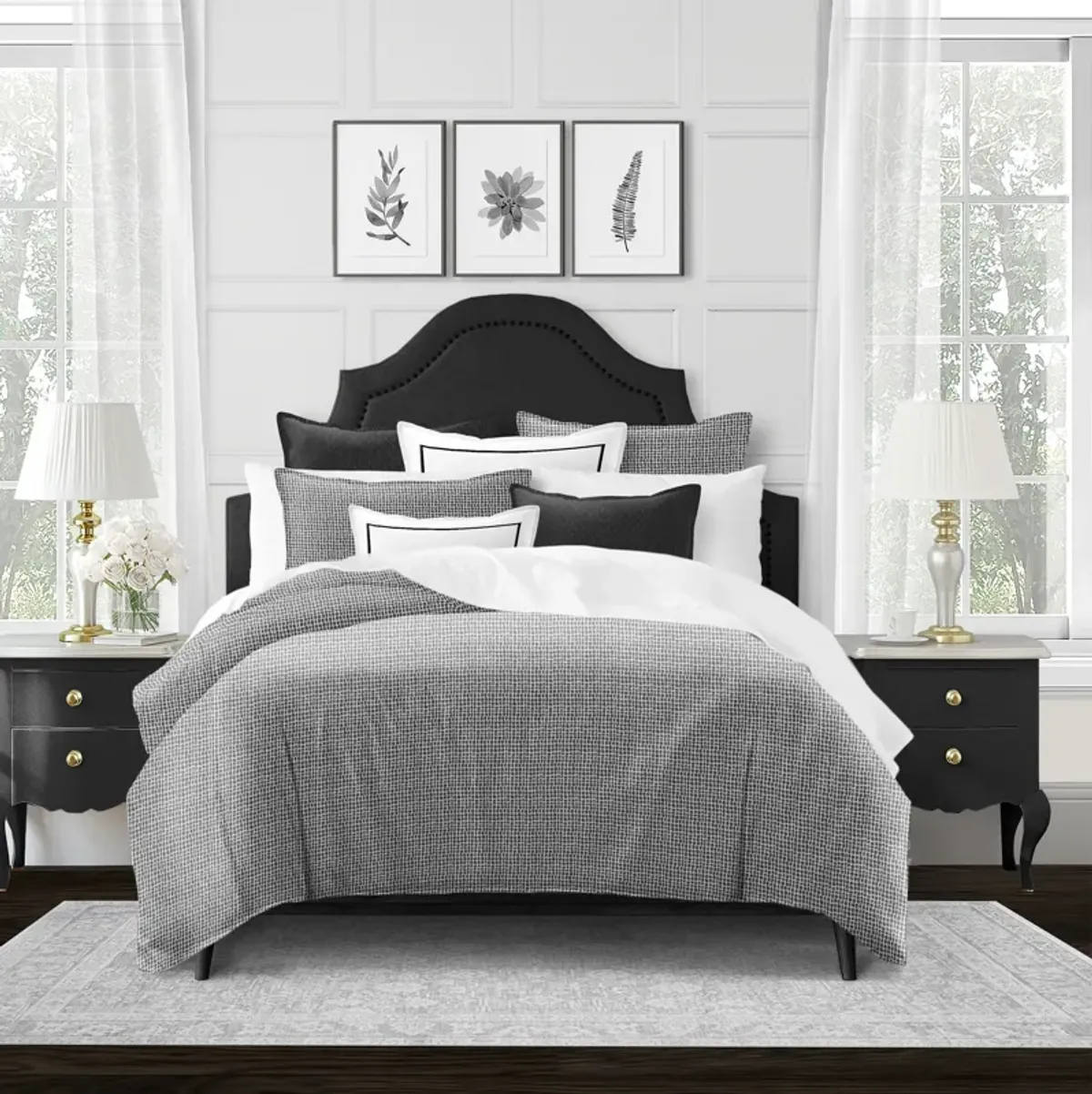 6ix Tailors Fine Linens Keeley Charcoal Duvet Cover Set