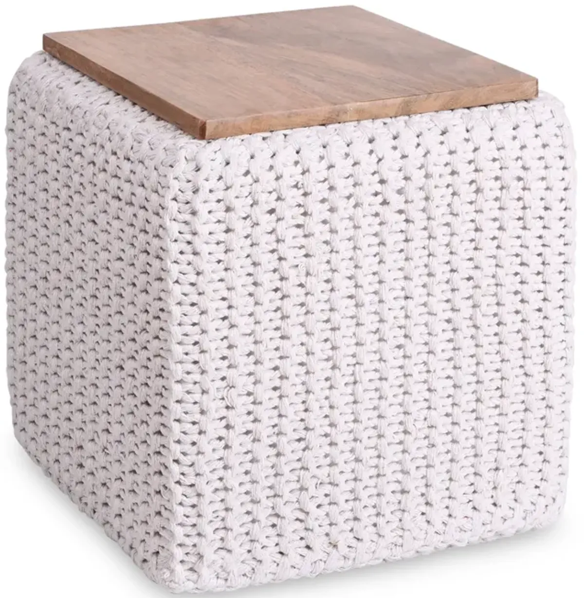 Loft Lyfe Joana Cotton Yarn 3-in-1 Pouf/Ottoman/End Table