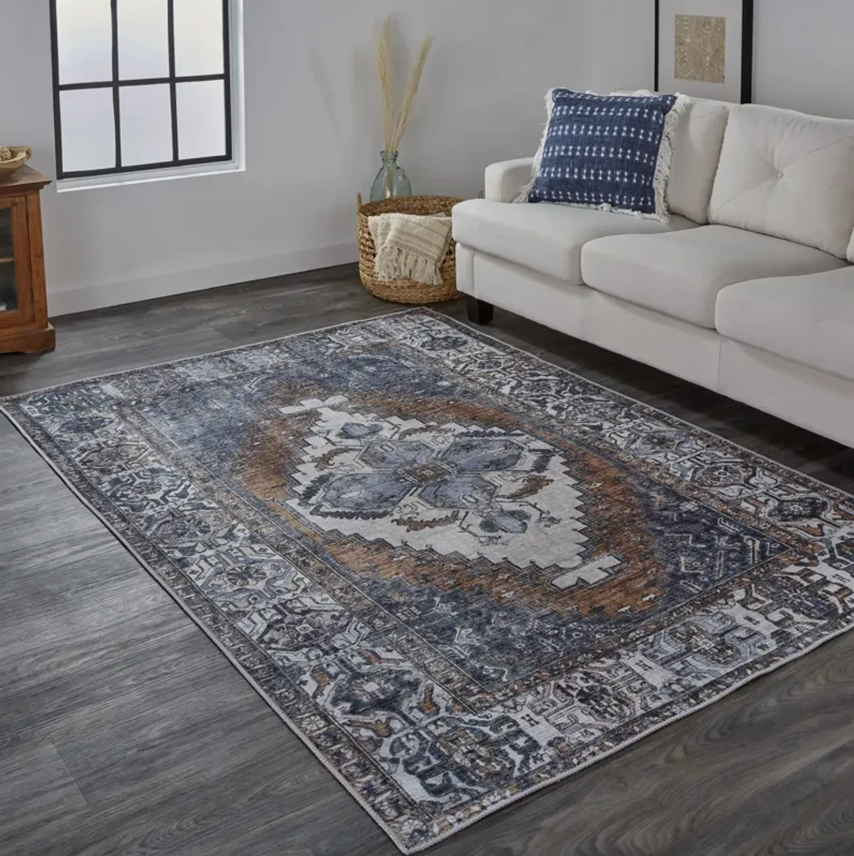 Percy 39AIF Blue/Ivory/Brown 5'3" x 7'6" Rug