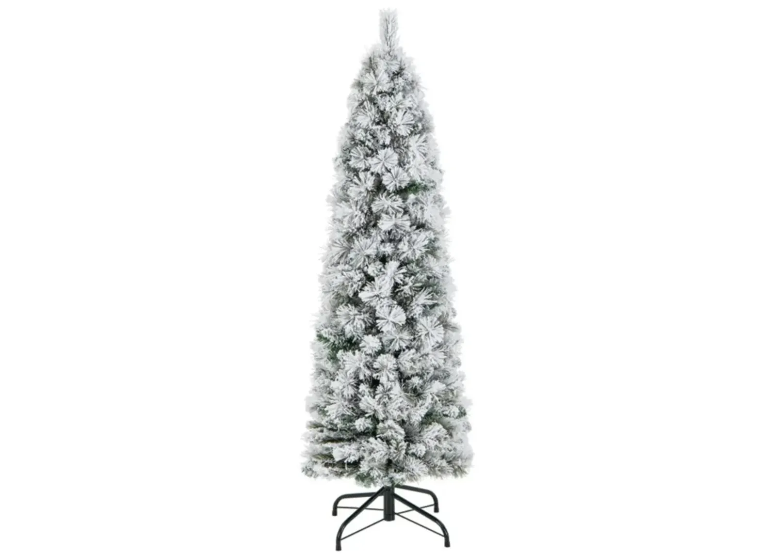 Hivvago 4.5/6/7 Feet Christmas Tree with 258 Branch Tips and 100 Incandescent Lights-Flocked and Slim