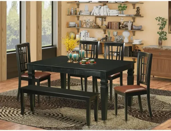 6-Pc Kitchen table set - Kitchen dinette Table and 4 Dining Chairs coupled with Bench