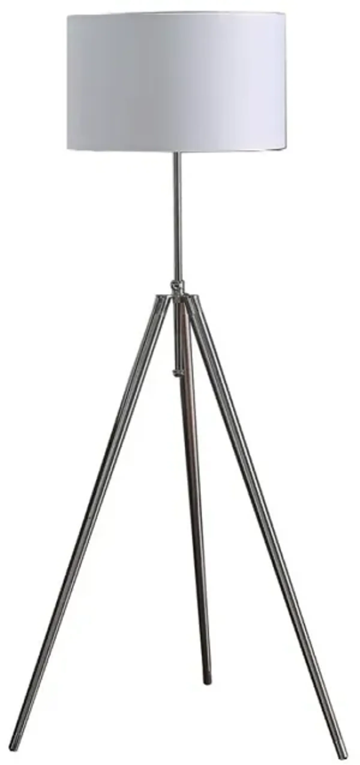 64" - 47" In Mid-Century Adjustable Tripod Chrome/Silver Metal Floor Lamp