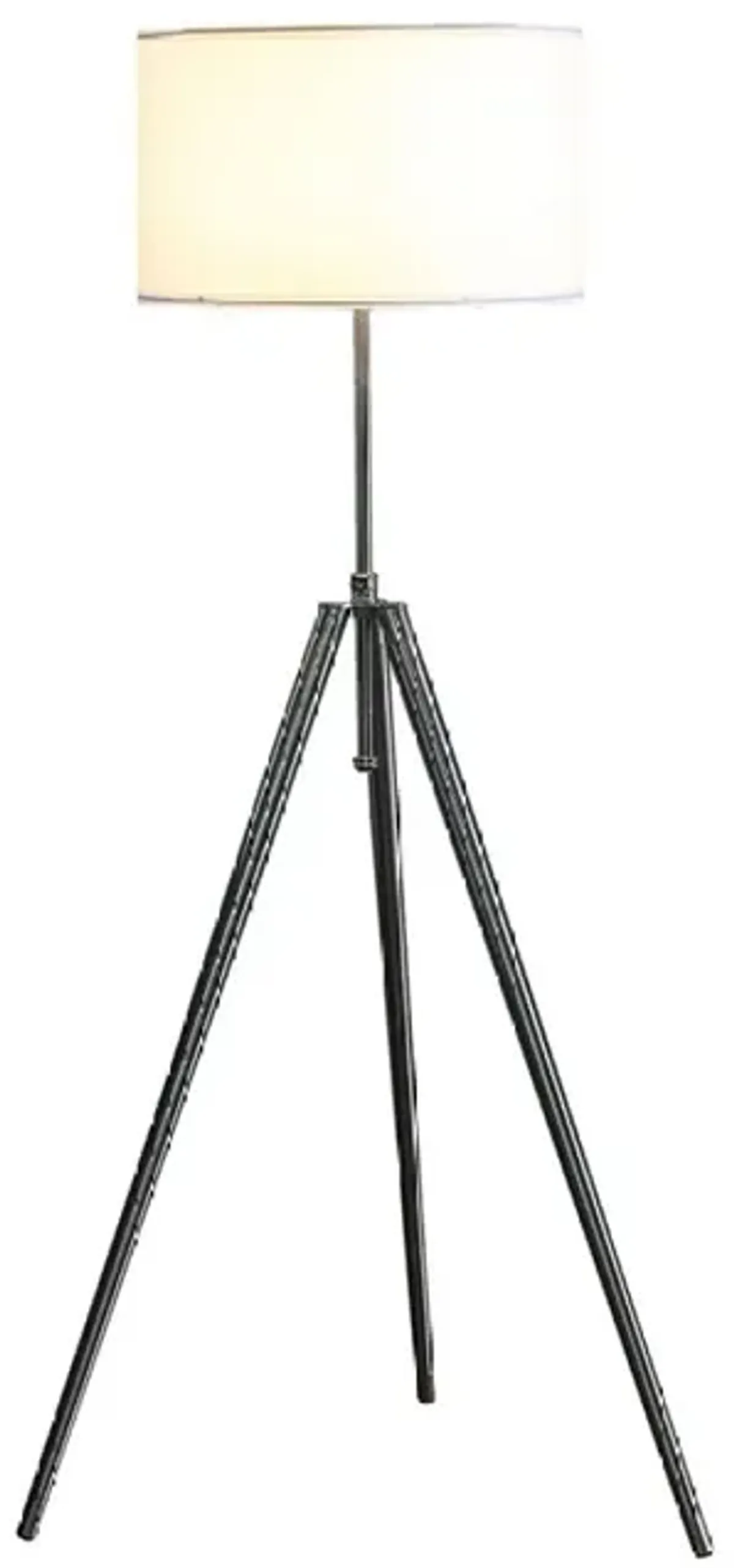 64" - 47" In Mid-Century Adjustable Tripod Chrome/Silver Metal Floor Lamp