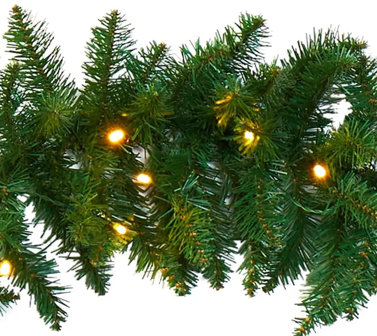 HomPlanti 9" Christmas Pine Artificial Garland with 50 Warm White LEDs Lights