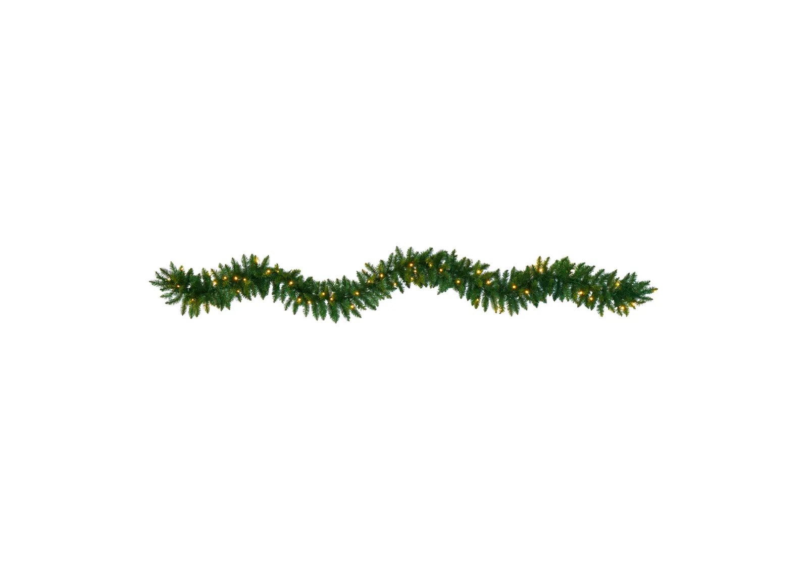 HomPlanti 9" Christmas Pine Artificial Garland with 50 Warm White LEDs Lights