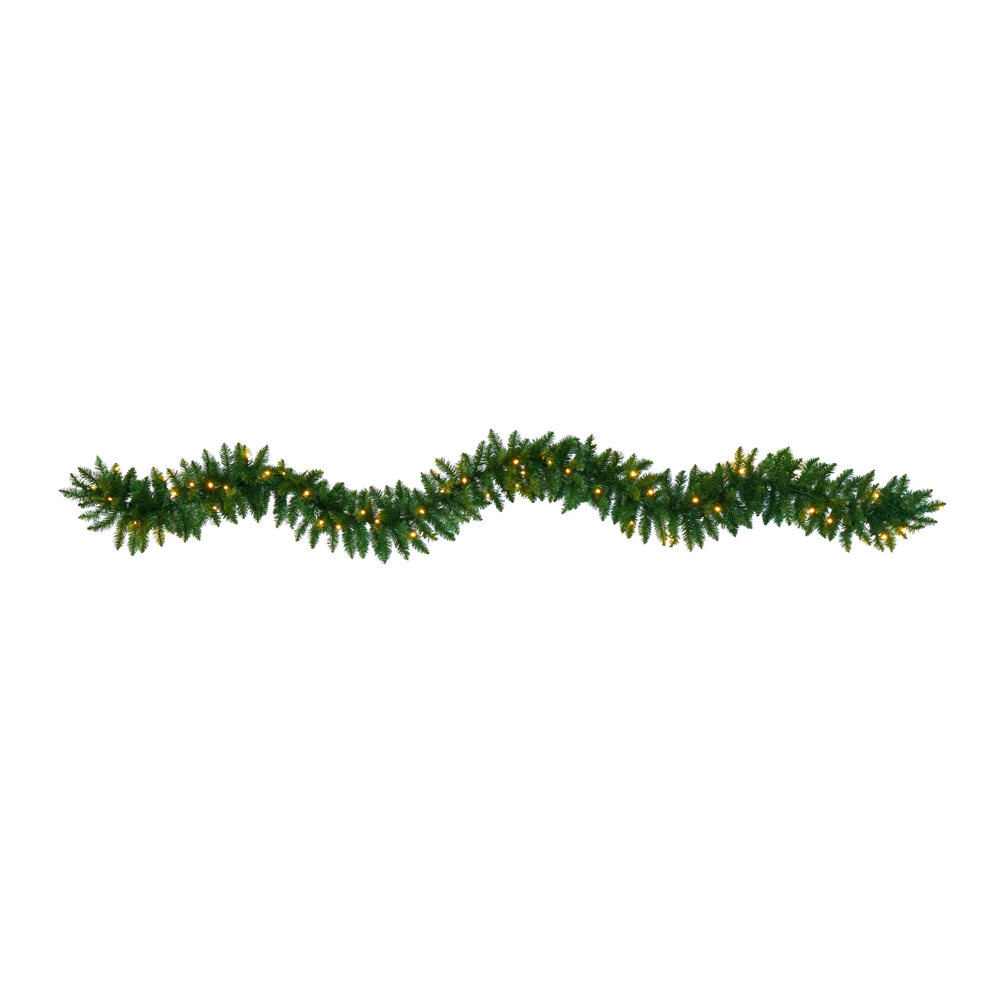 HomPlanti 9" Christmas Pine Artificial Garland with 50 Warm White LEDs Lights