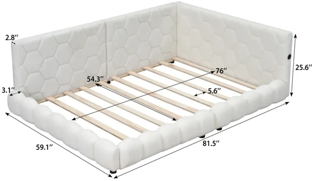 Merax Upholstered Platform Bed with USB Ports