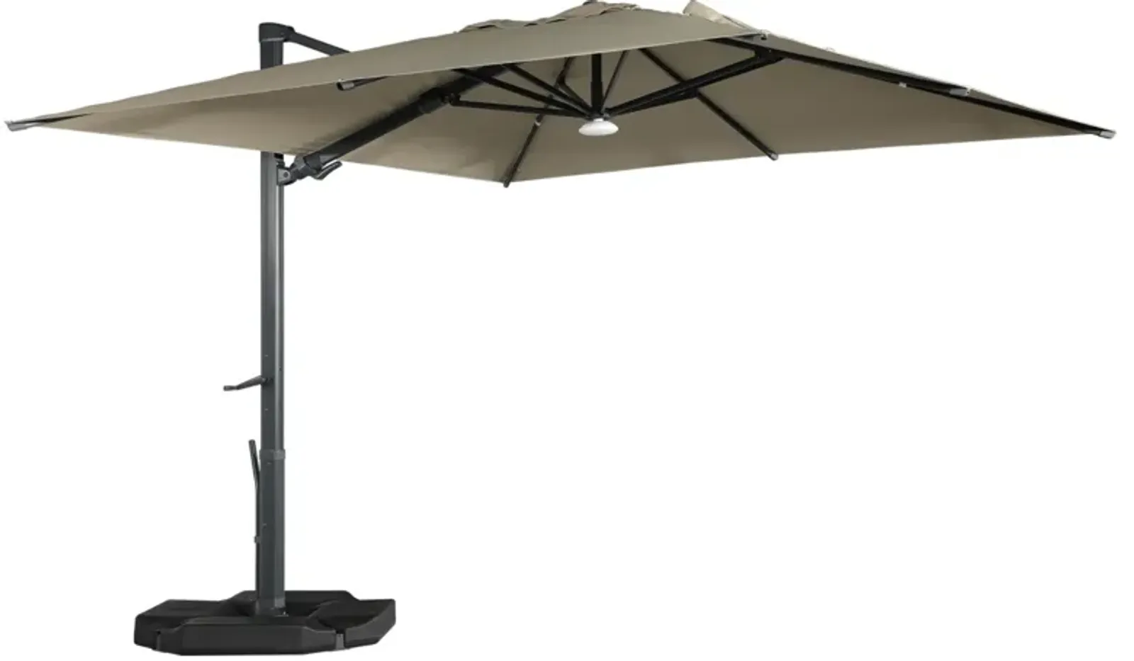 MONDAWE 10ft Square Solar LED Cantilever Patio Umbrella with Included Base Stand & Bluetooth Light