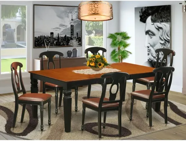 7  PcKitchen  Table  set  with  a  Table  and  6  Dining  Chairs  in  Black  and  Cherry