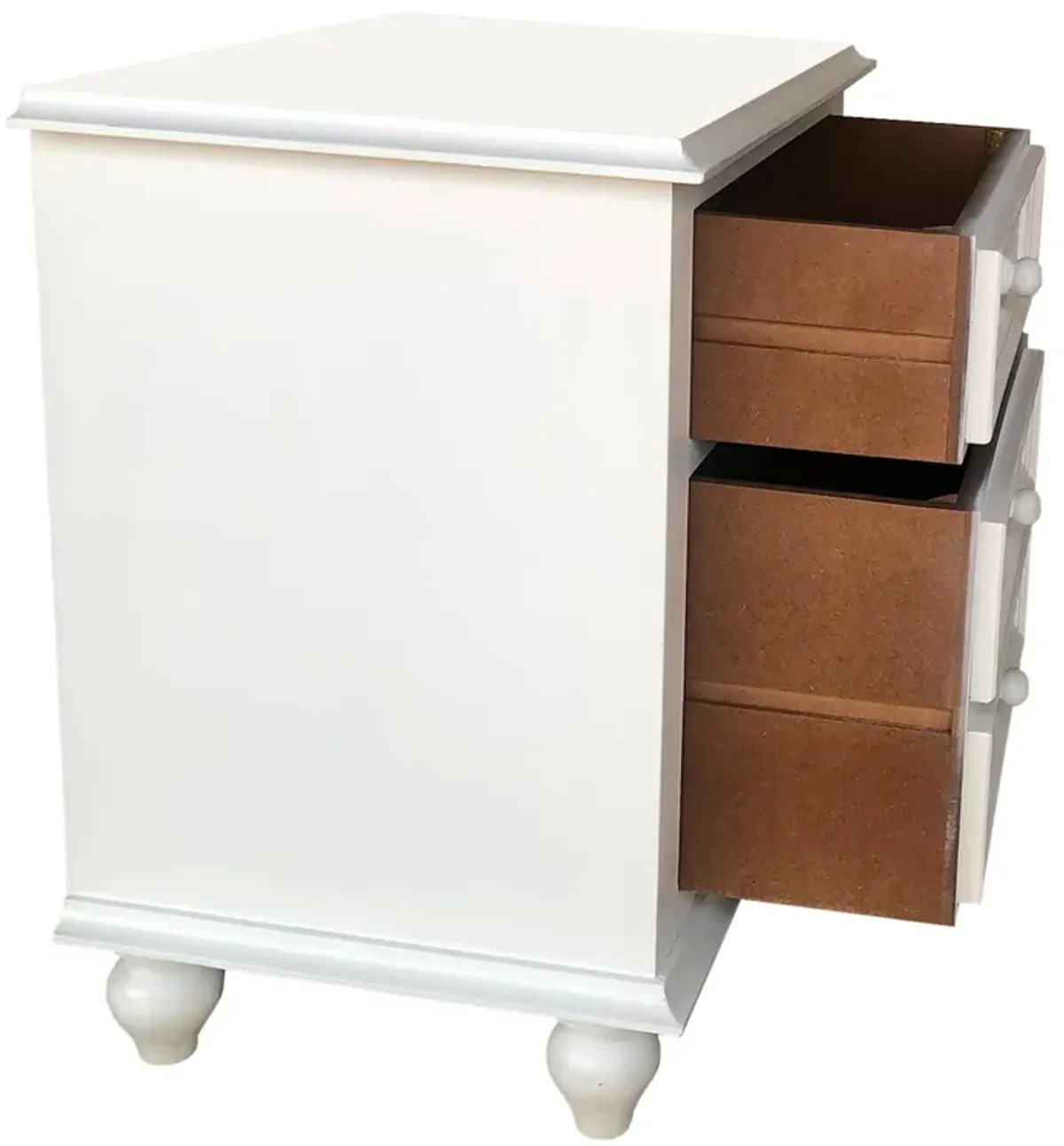 Wooden Nightstand With 2 Drawers, White-Benzara