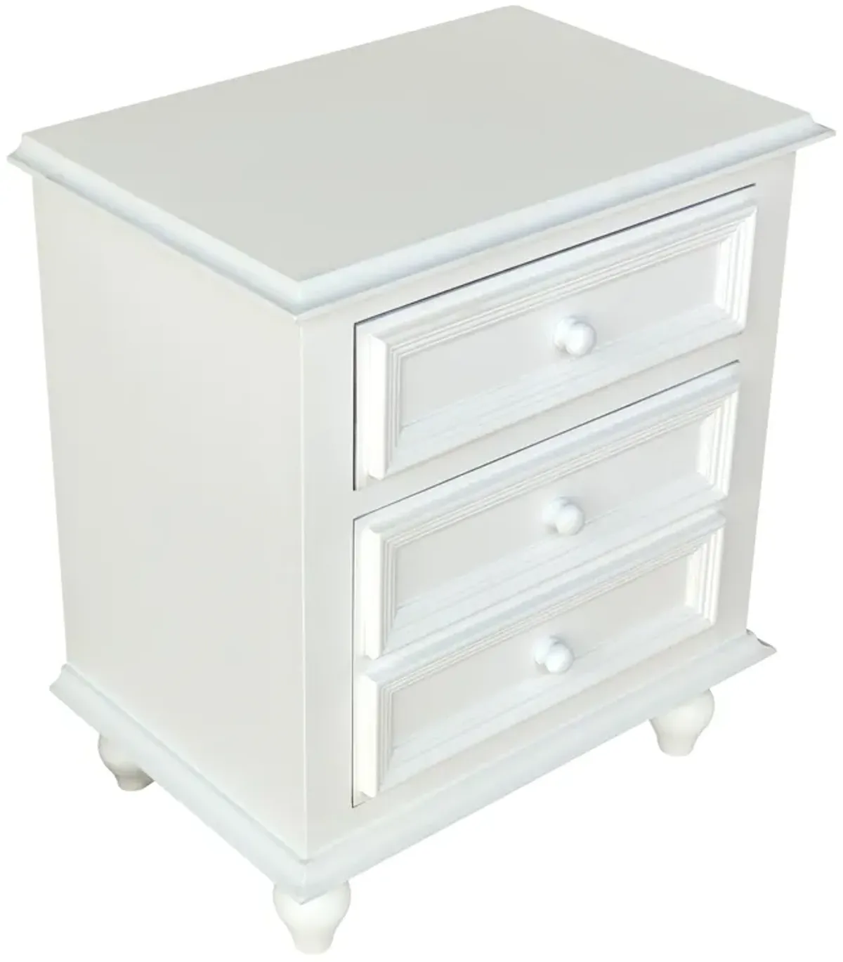 Wooden Nightstand With 2 Drawers, White-Benzara