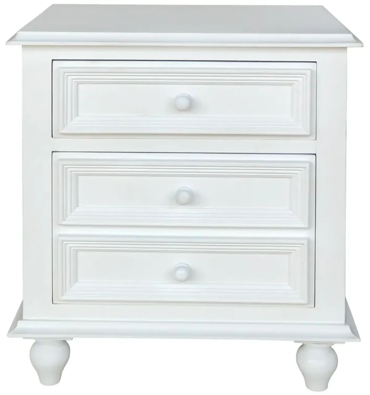 Wooden Nightstand With 2 Drawers, White-Benzara