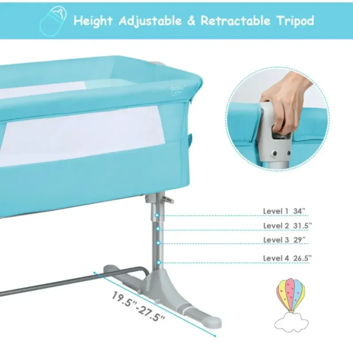 Hivvago Travel Portable Baby Bed Side Sleeper  Bassinet Crib with Carrying Bag