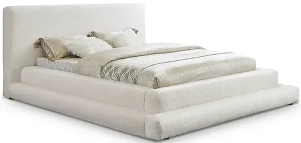 Meridian Furniture Dane Cream Teddy Fabric Queen Bed