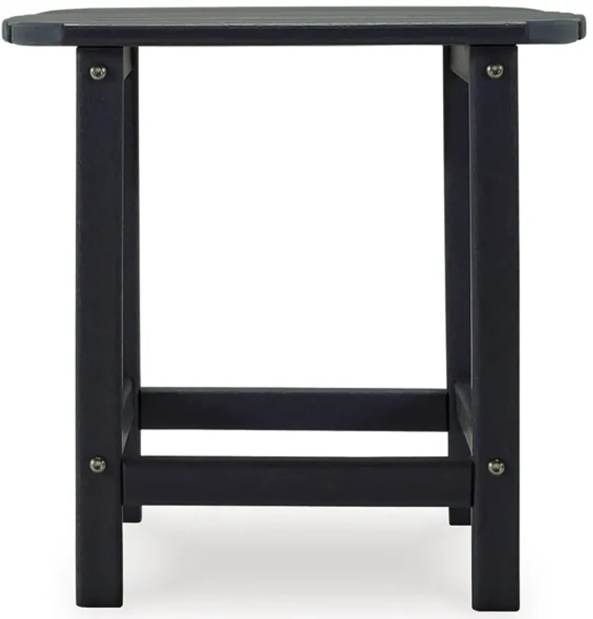 19 Inch Outdoor Side End Table, Slatted Top, Steel Frame, Black Finish - Benzara