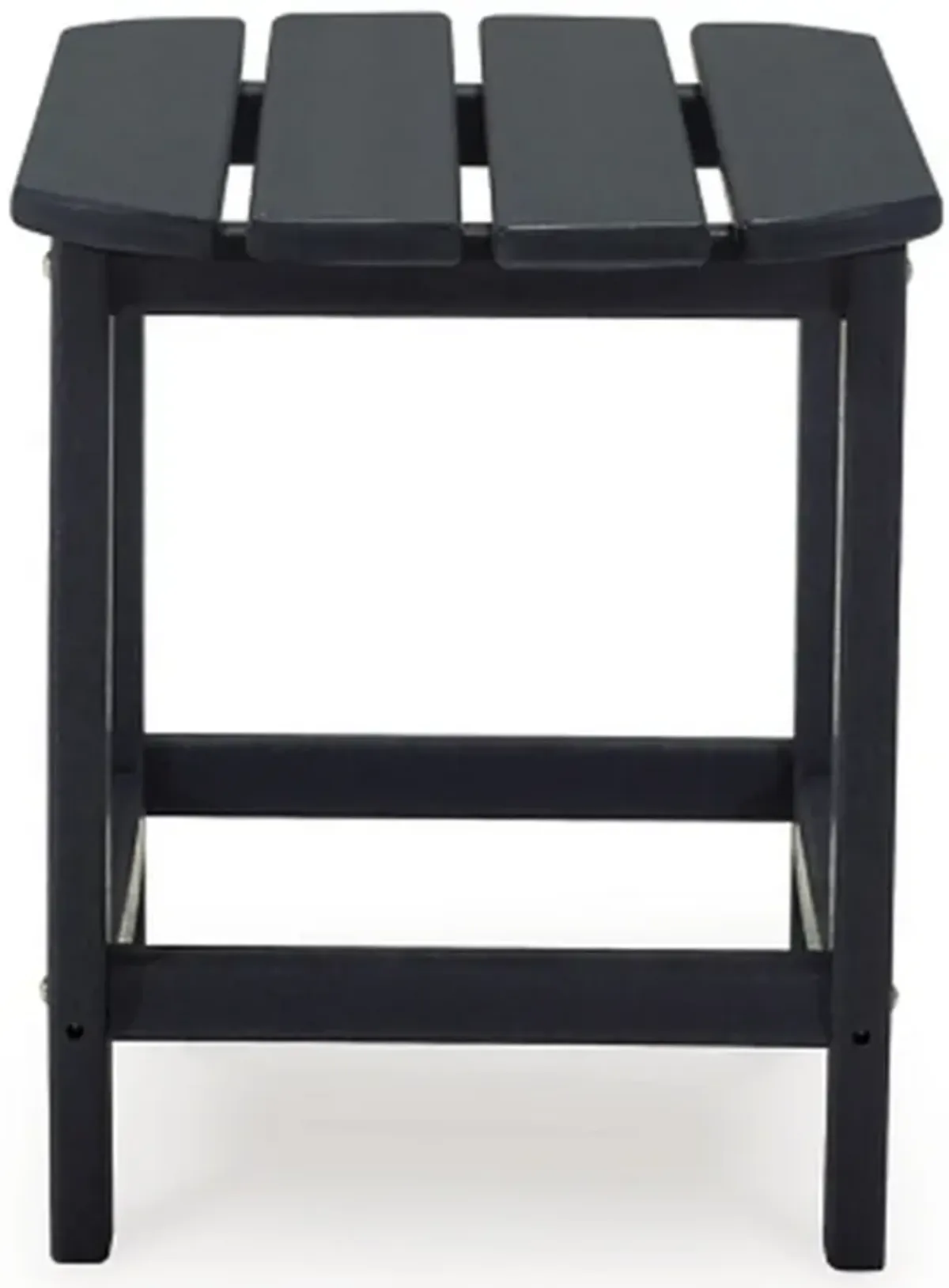 19 Inch Outdoor Side End Table, Slatted Top, Steel Frame, Black Finish - Benzara