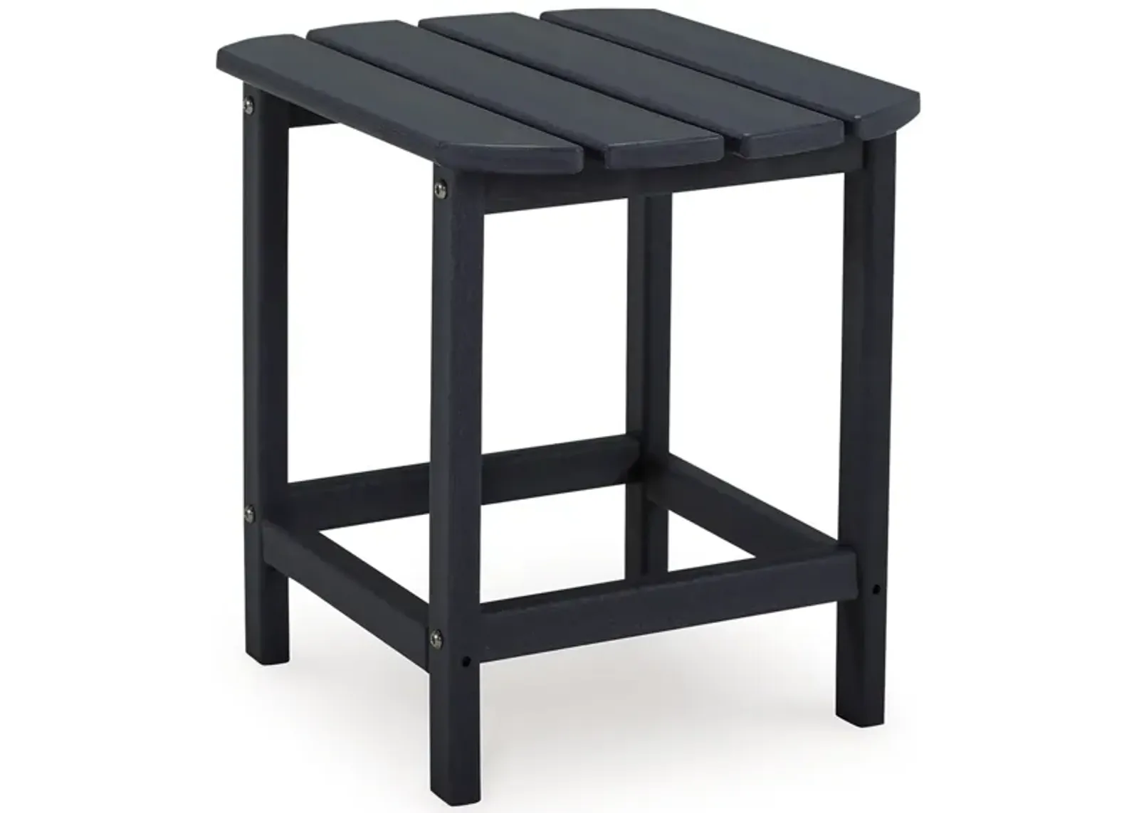 19 Inch Outdoor Side End Table, Slatted Top, Steel Frame, Black Finish - Benzara