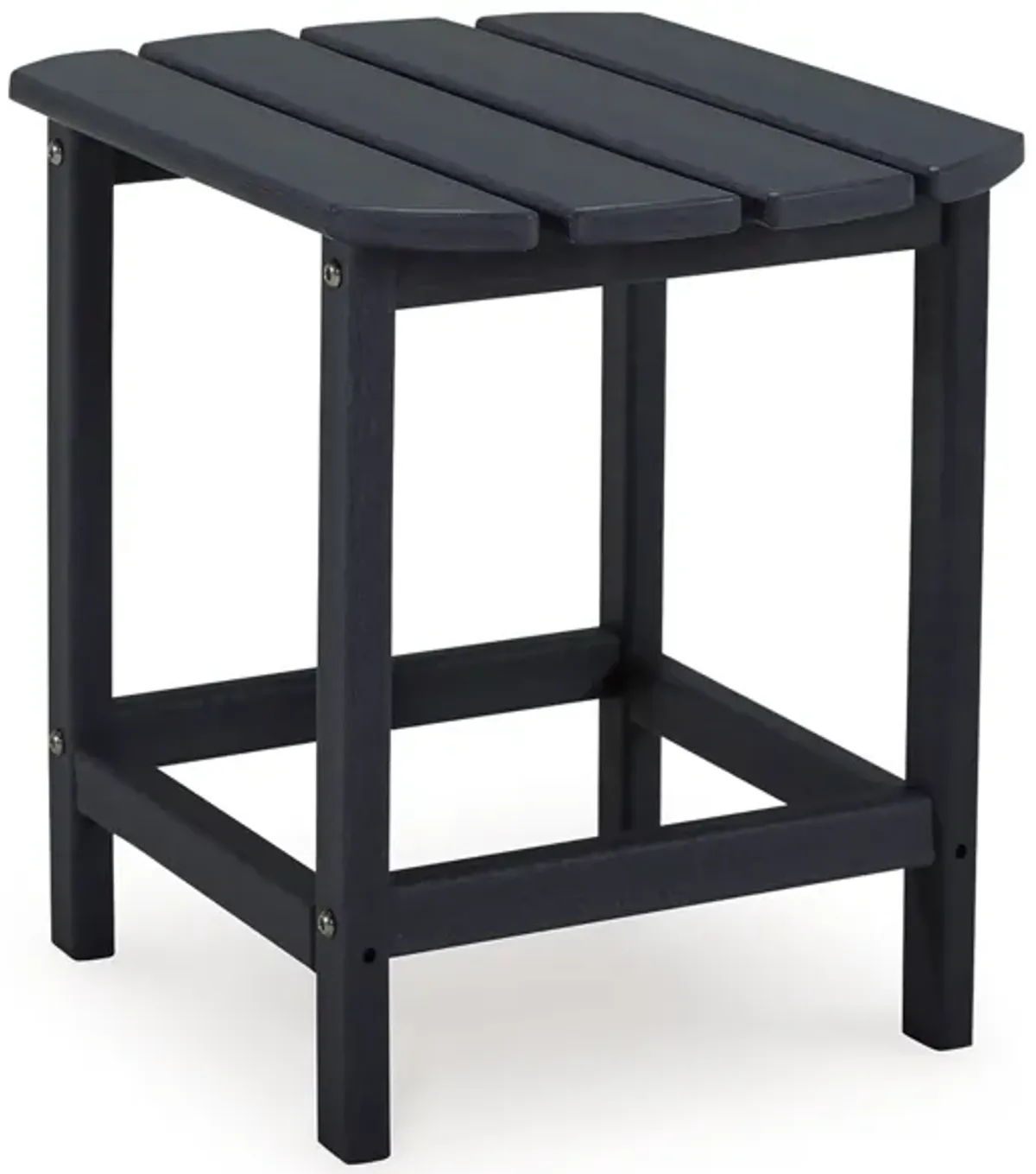 19 Inch Outdoor Side End Table, Slatted Top, Steel Frame, Black Finish - Benzara