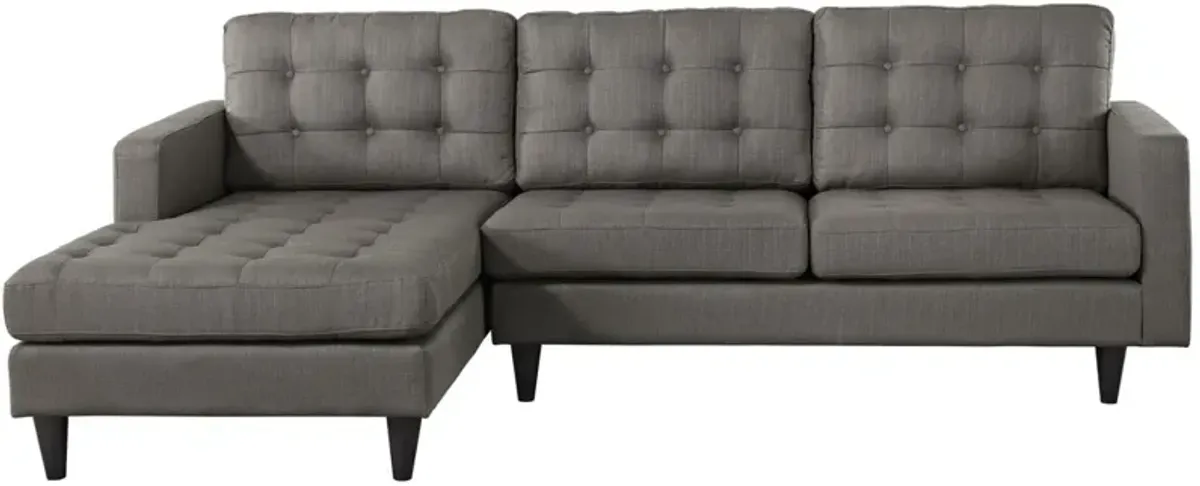 Modway Empress Mid-Century Modern Upholstered Fabric Left-Arm Facing Sectional Sofa in Granite