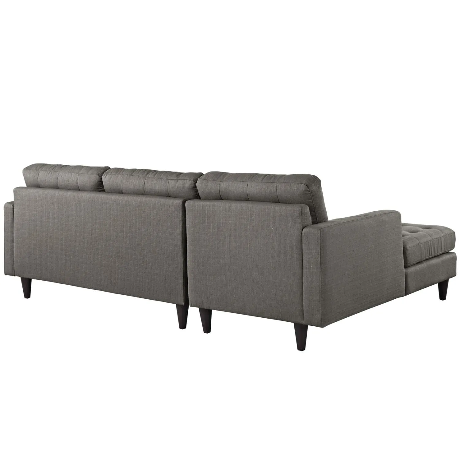 Modway Empress Mid-Century Modern Upholstered Fabric Left-Arm Facing Sectional Sofa in Granite