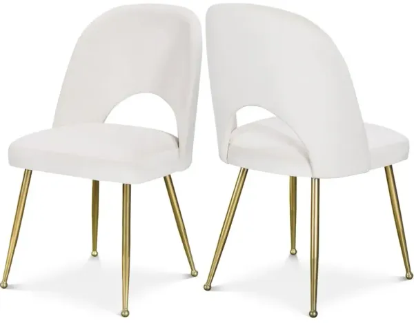 Meridian Furniture Logan Cream Velvet Dining Chair, Set of 2