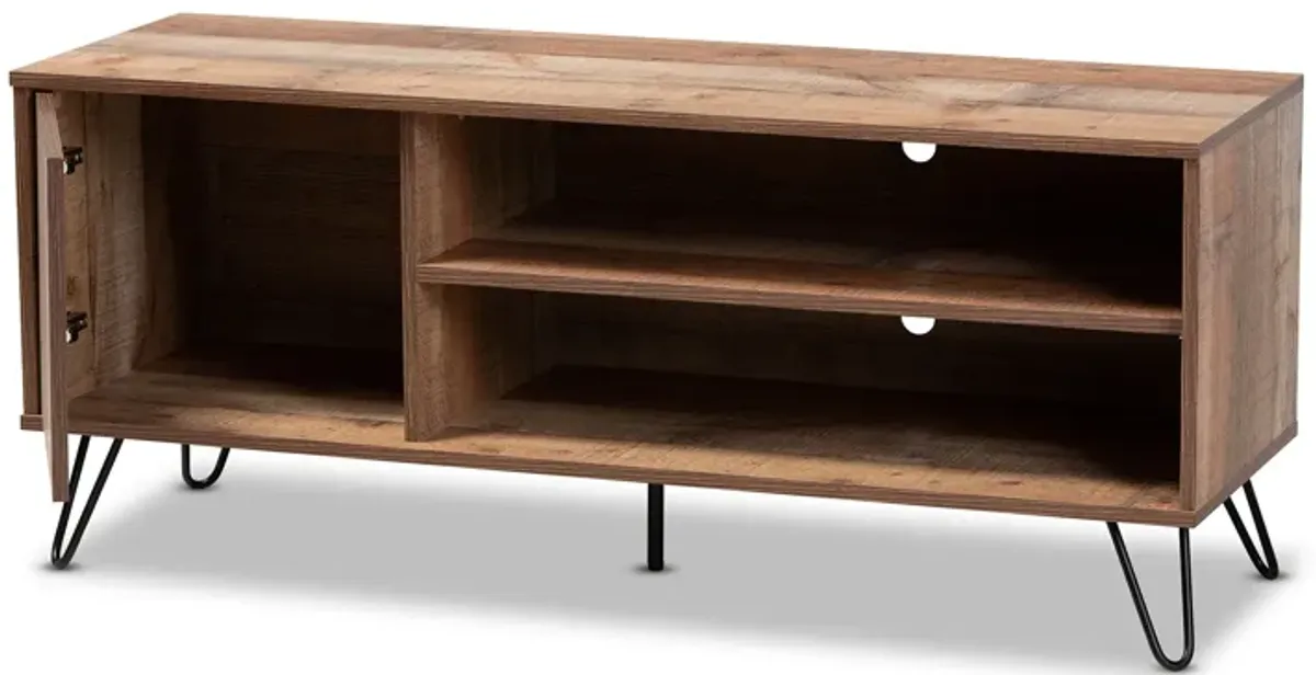 Baxton Studio Iver Modern and Contemporary Rustic Oak Finished 1 Door Wood TV Stand