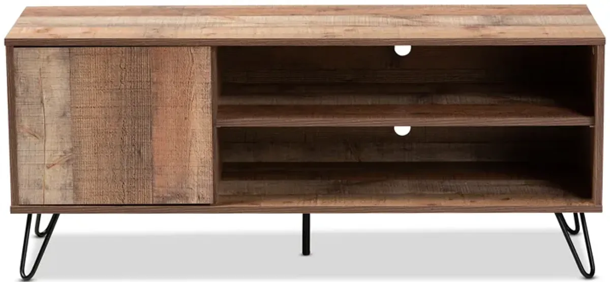 Baxton Studio Iver Modern and Contemporary Rustic Oak Finished 1 Door Wood TV Stand