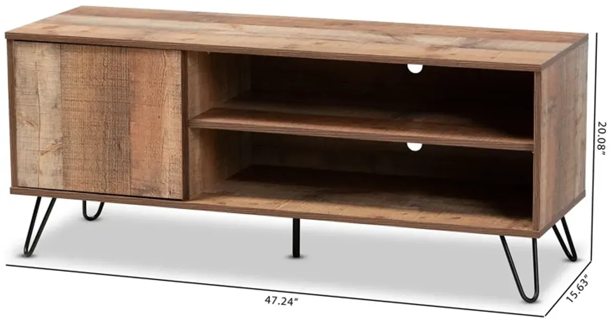 Baxton Studio Iver Modern and Contemporary Rustic Oak Finished 1 Door Wood TV Stand