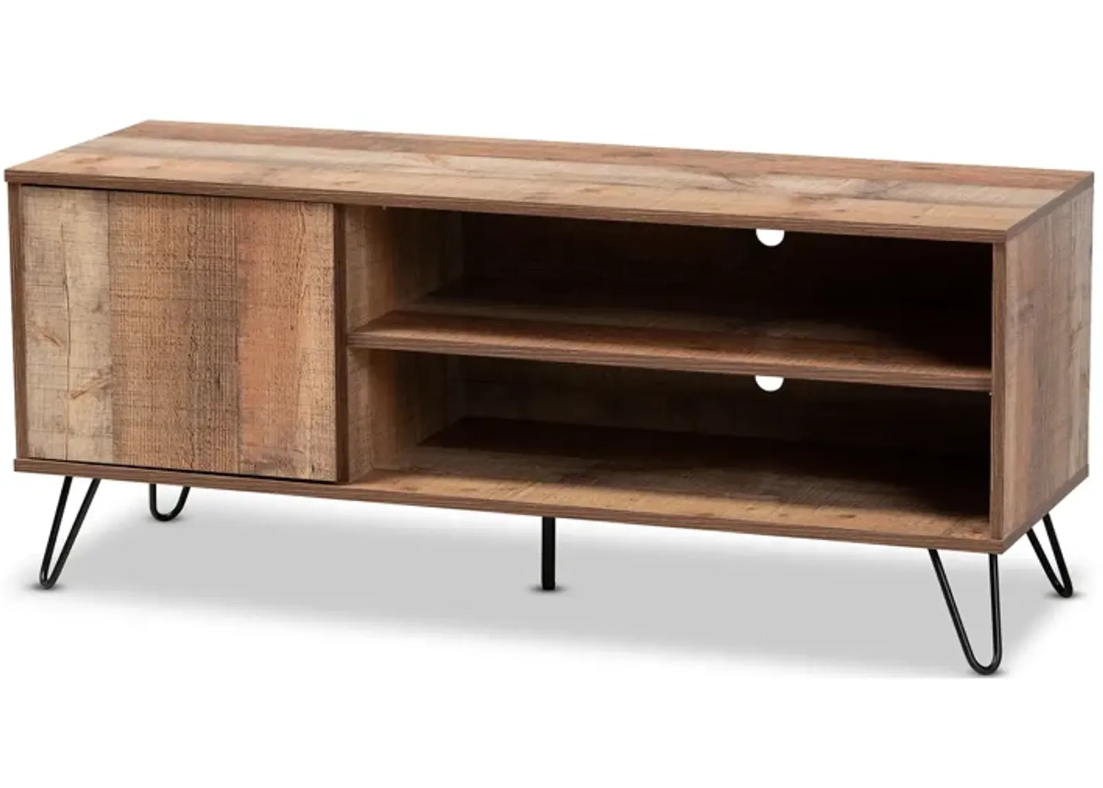 Baxton Studio Iver Modern and Contemporary Rustic Oak Finished 1 Door Wood TV Stand