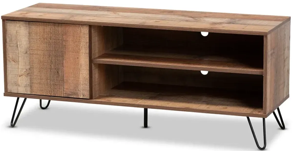 Baxton Studio Iver Modern and Contemporary Rustic Oak Finished 1 Door Wood TV Stand