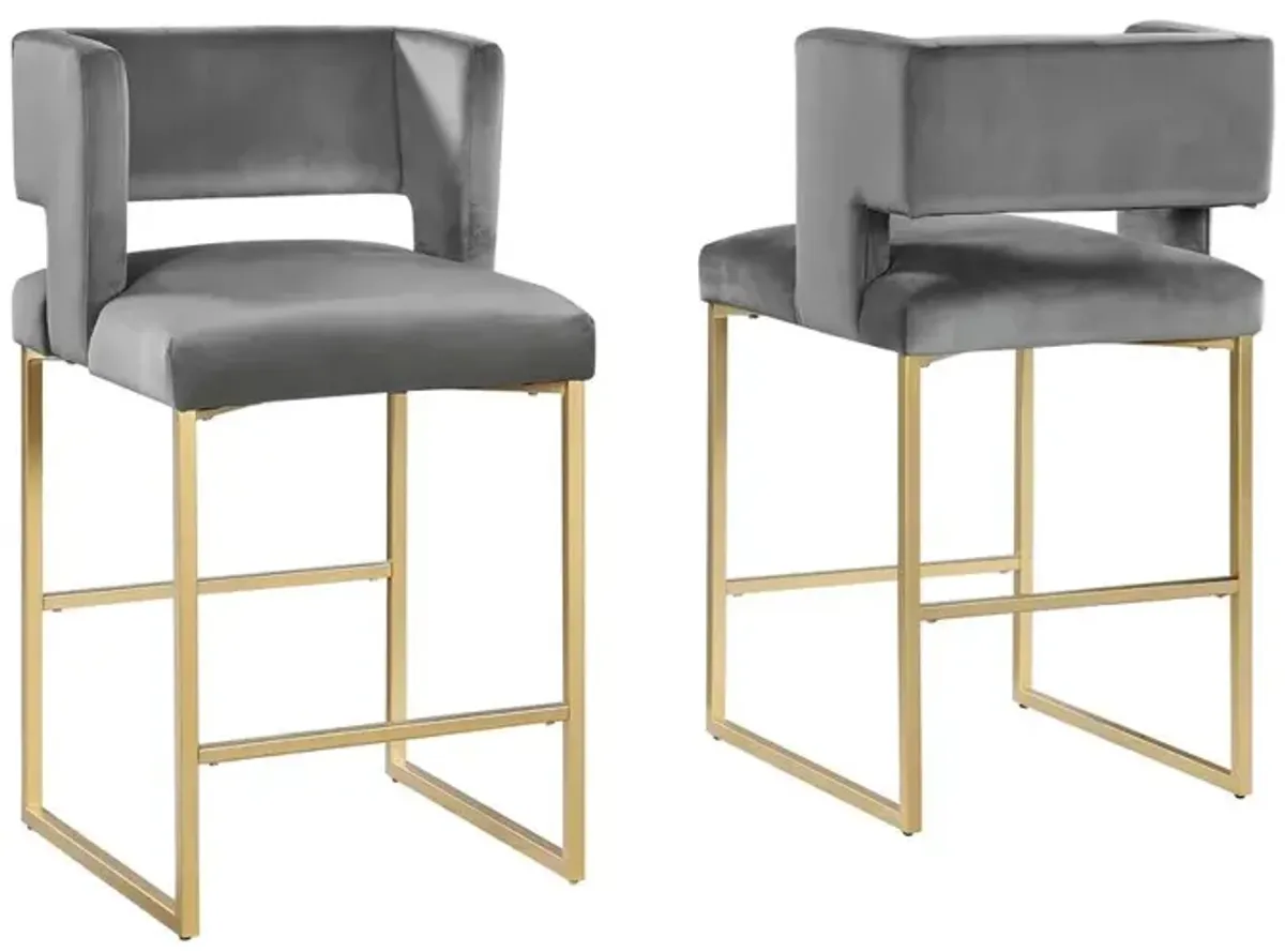 Lynx Velvet Bar Stools in Gold (Set of 2)