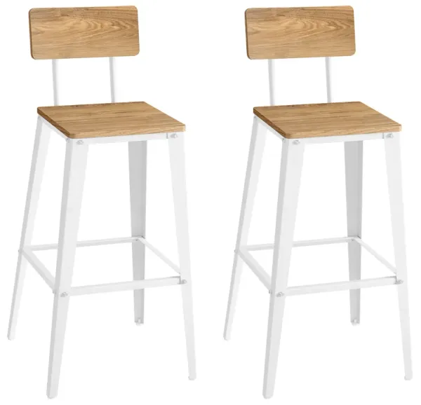 Set of 2 Modern Bar Stools with Adjustable Height and Footrest