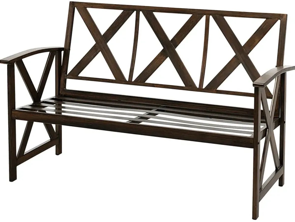 Outdoor Garden Bench with Detachable Sponge-Padded Cushion