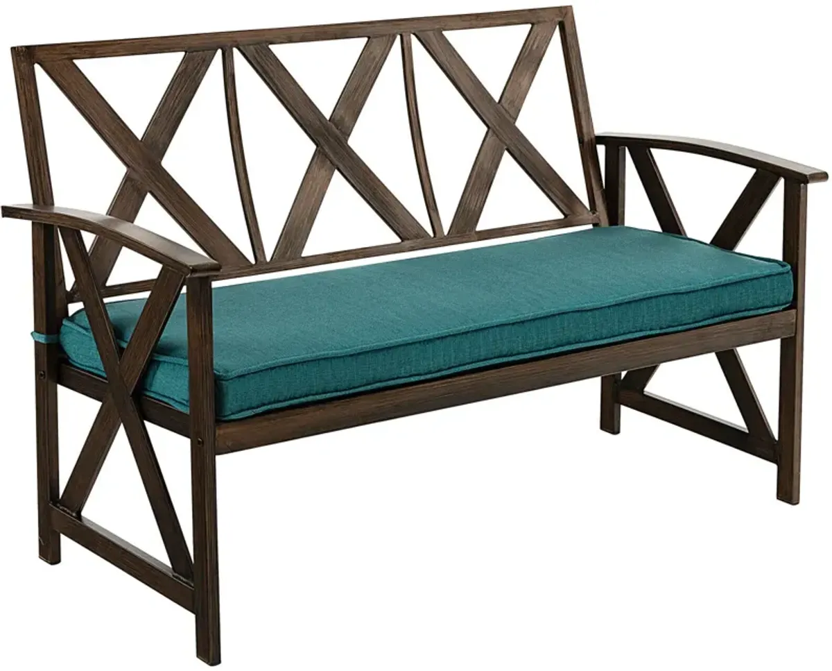 Outdoor Garden Bench with Detachable Sponge-Padded Cushion