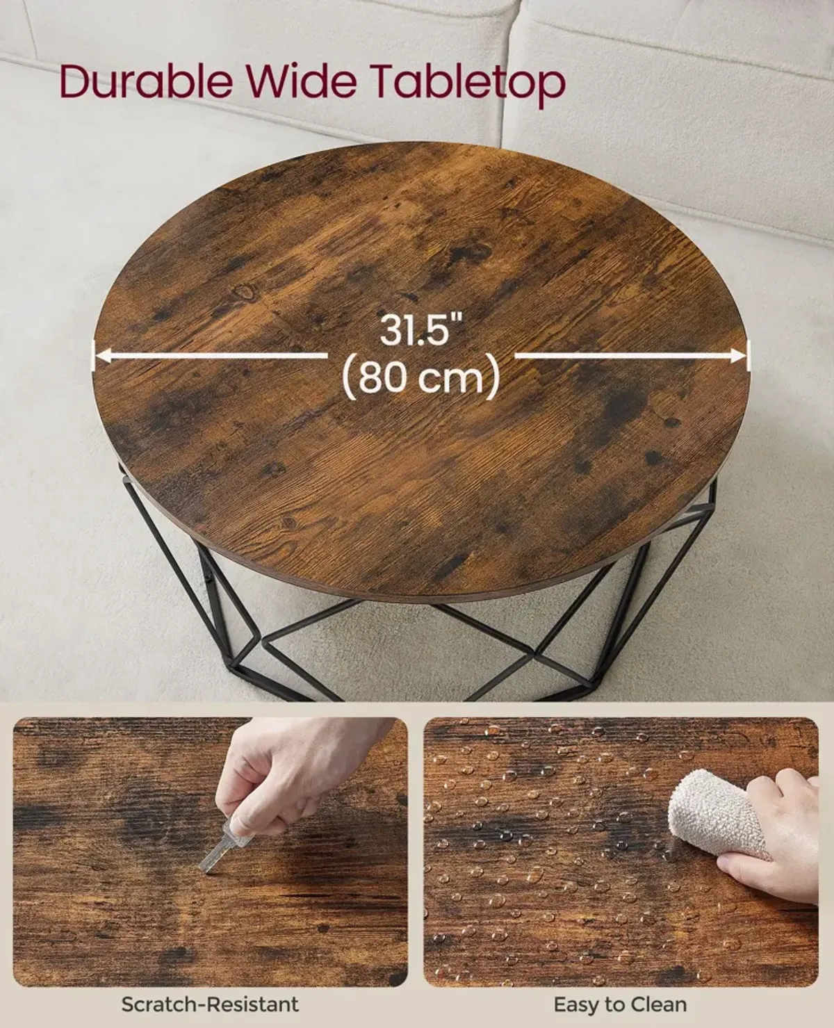 Modern Round Coffee Table - Sleek Wood Design, Perfect for Living Room Decor