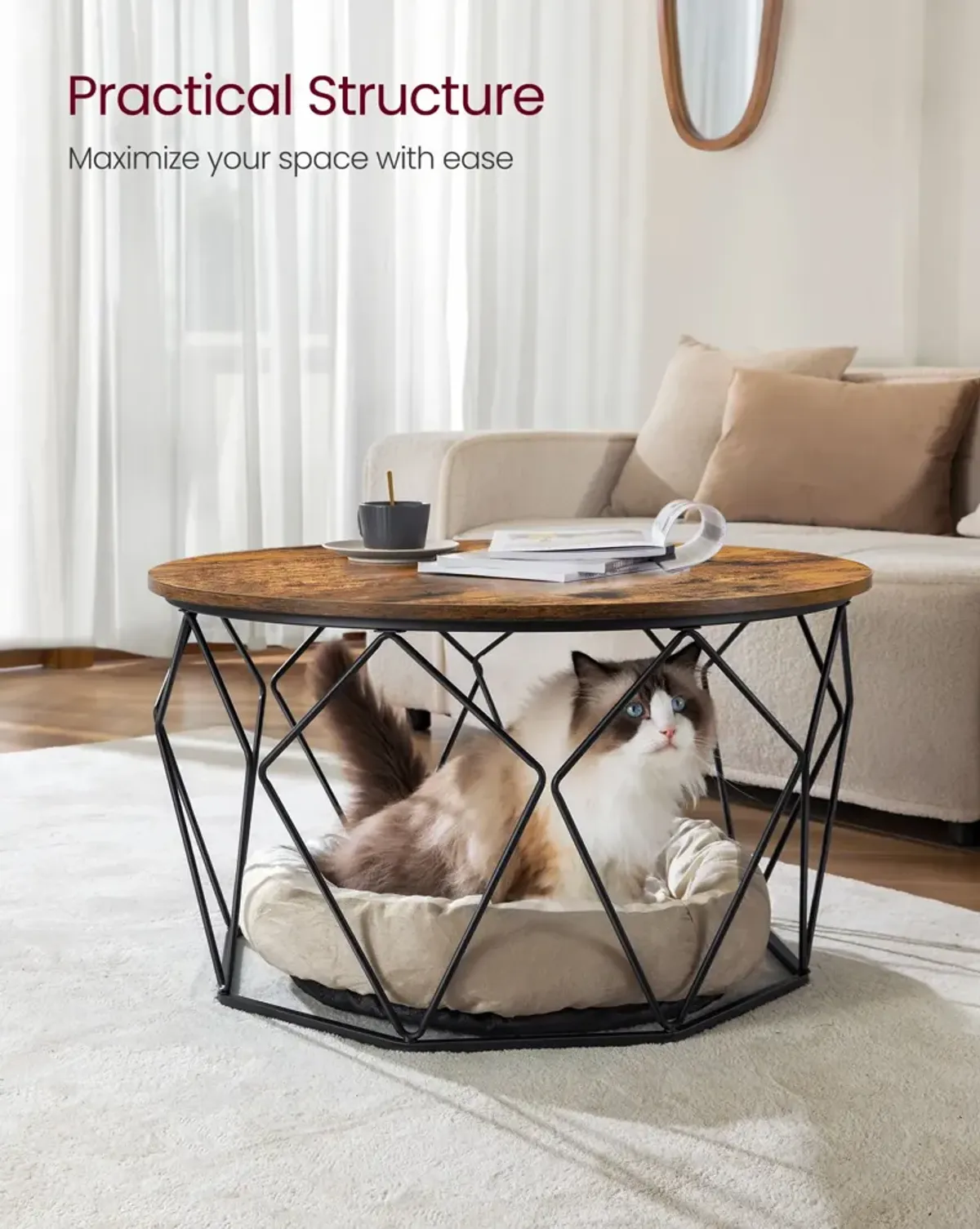 Modern Round Coffee Table - Sleek Wood Design, Perfect for Living Room Decor