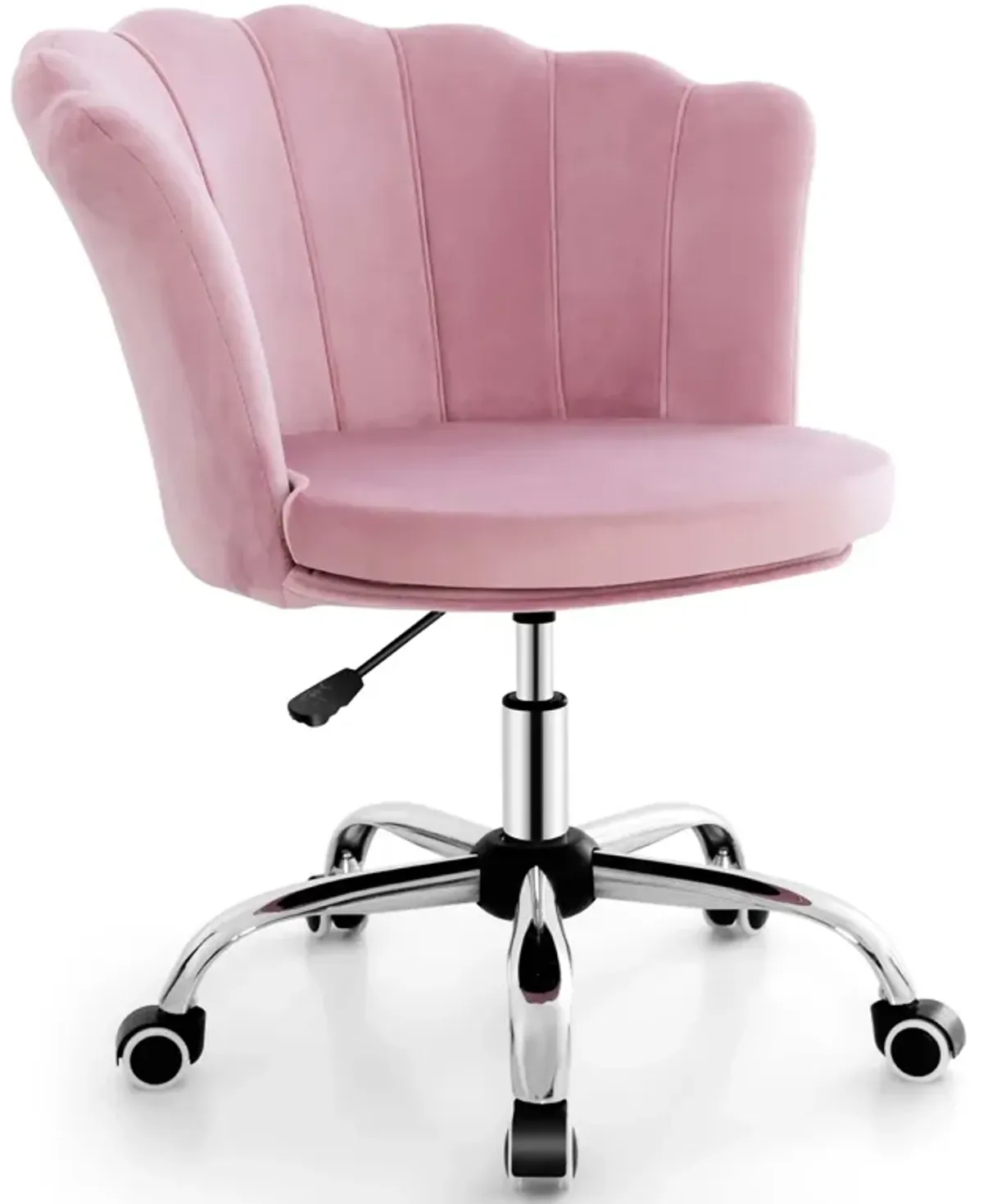 Costway Velvet Petal Shell Office Chair Adjustable Swivel Accent Vanity Armchair Pink