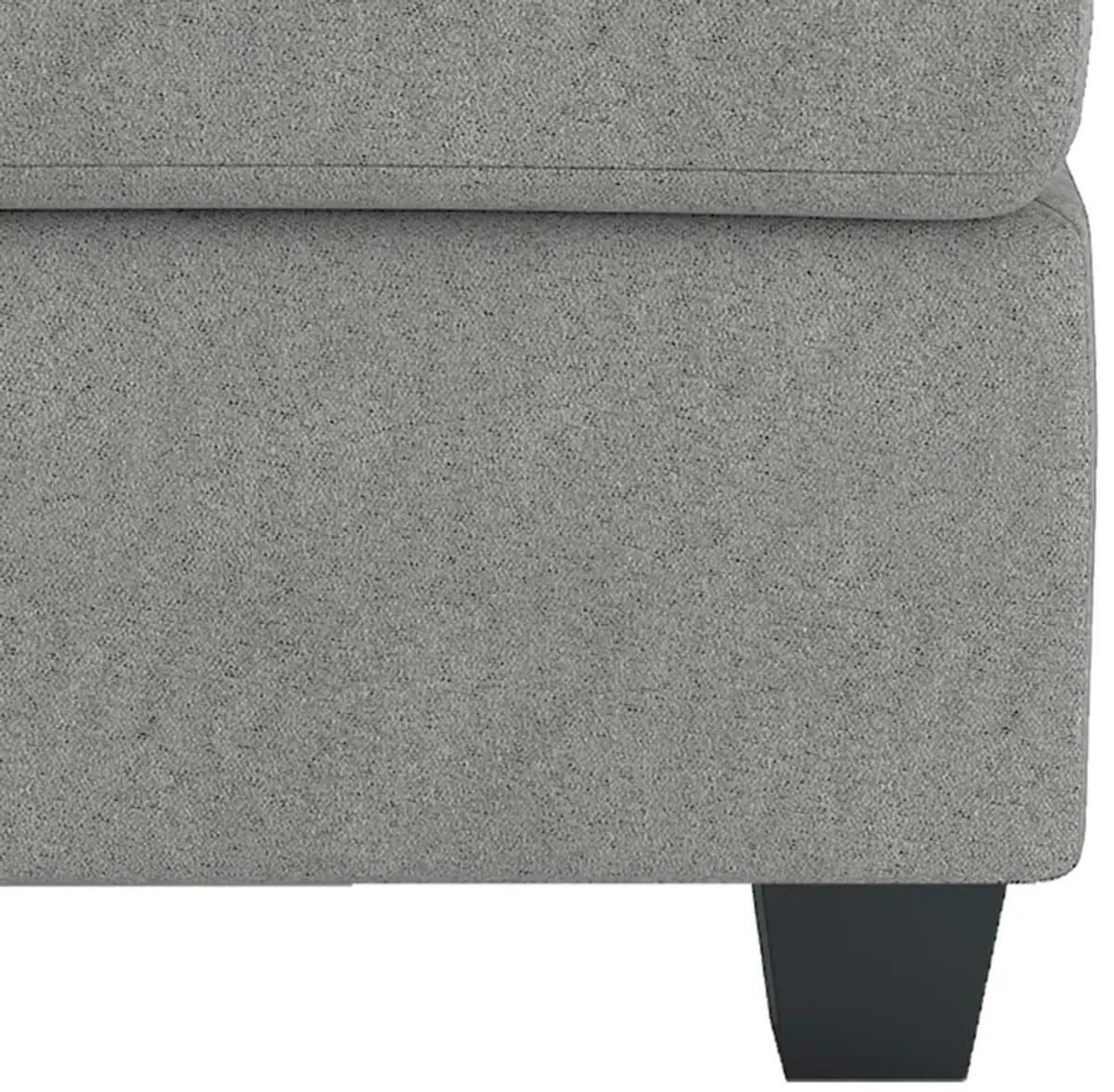 Aston 33 Inch Ottoman, Light Gray Microfiber, Interior Storage, Solid Wood - Benzara