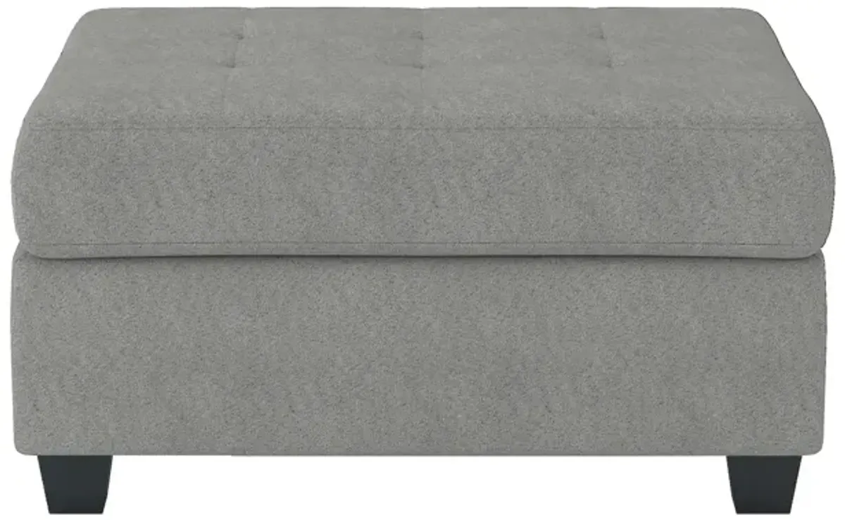 Aston 33 Inch Ottoman, Light Gray Microfiber, Interior Storage, Solid Wood - Benzara