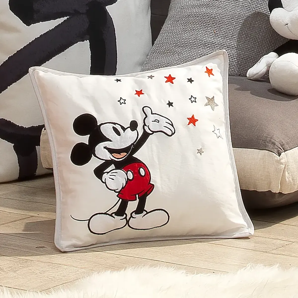 Lambs & Ivy Disney Baby Magical Mickey Mouse Decorative Throw Pillow - White