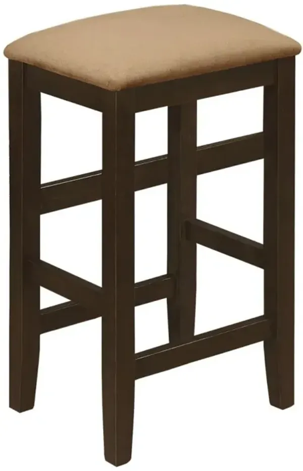 Counter Stool with Microfiber Seat and Wooden Legs, Set of 4, Brown - Benzara