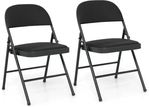 Hivvago 2 Pack Folding Chairs with Metal Frame and PVC Leather for Indoor Outdoor