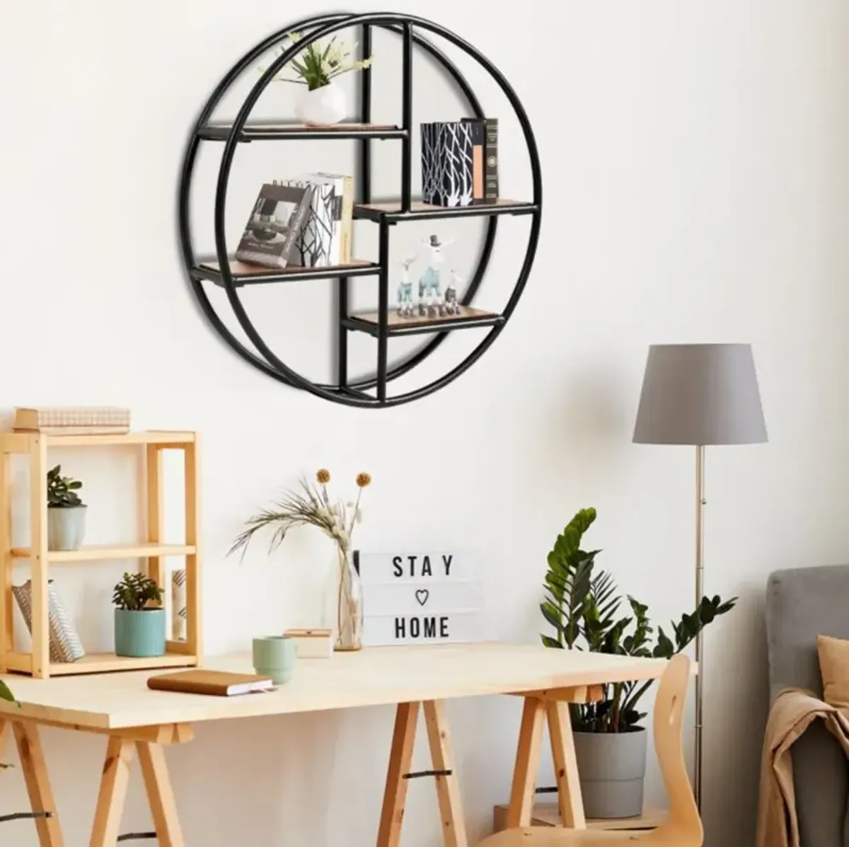 Hivvago Hanging Storage Shelf Circular Wall-Mounted 4-Tier Rack