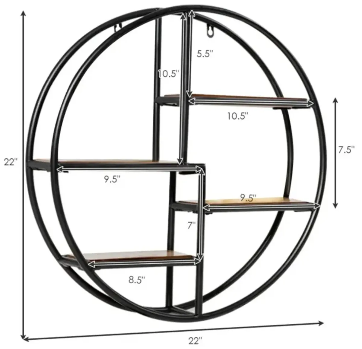 Hivvago Hanging Storage Shelf Circular Wall-Mounted 4-Tier Rack