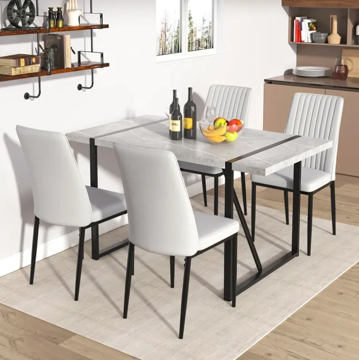 Merax Dining Table Chairs 5-piece Set